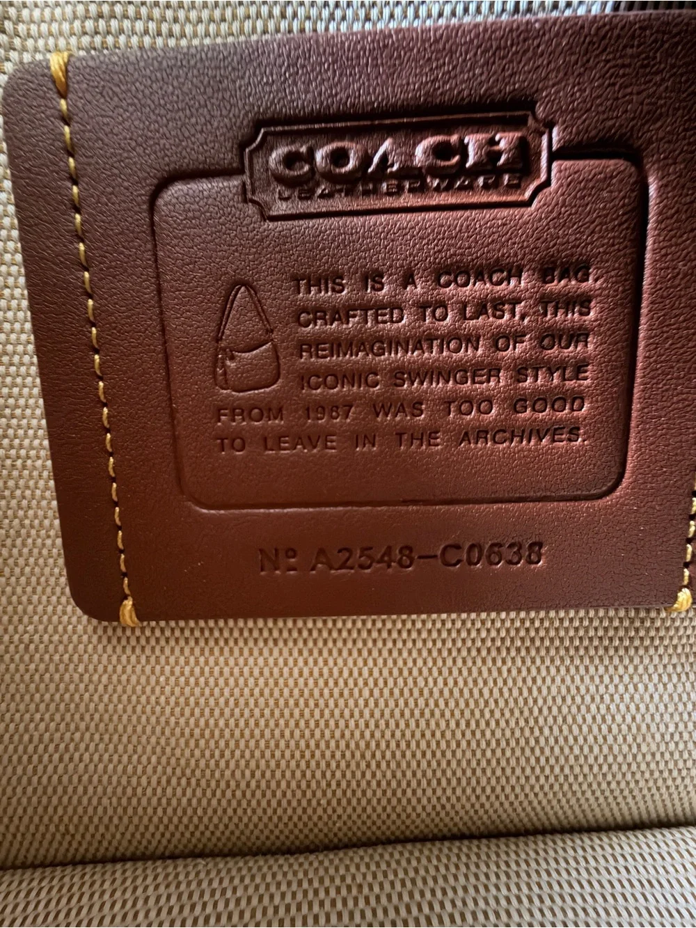 Coach Swinger Bag in Chalk and Brass - NWOT